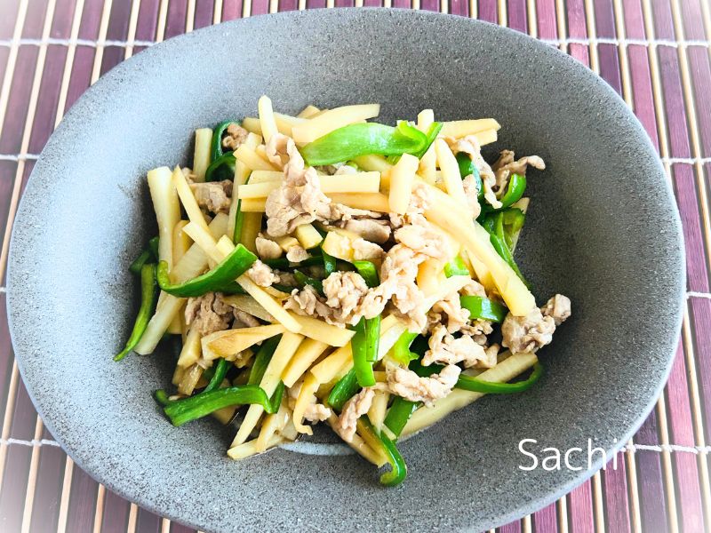 たけのこと豚肉炒め
