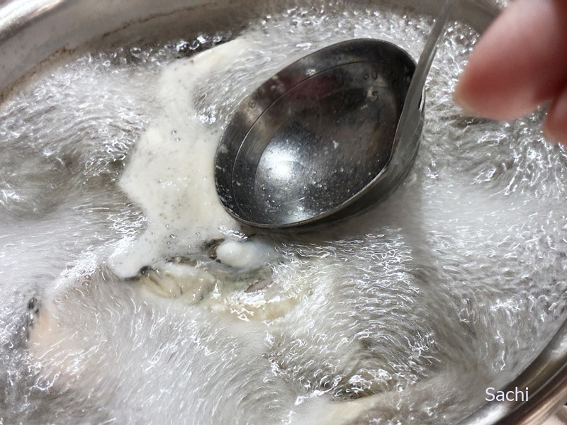 鯵のアラ汁行程